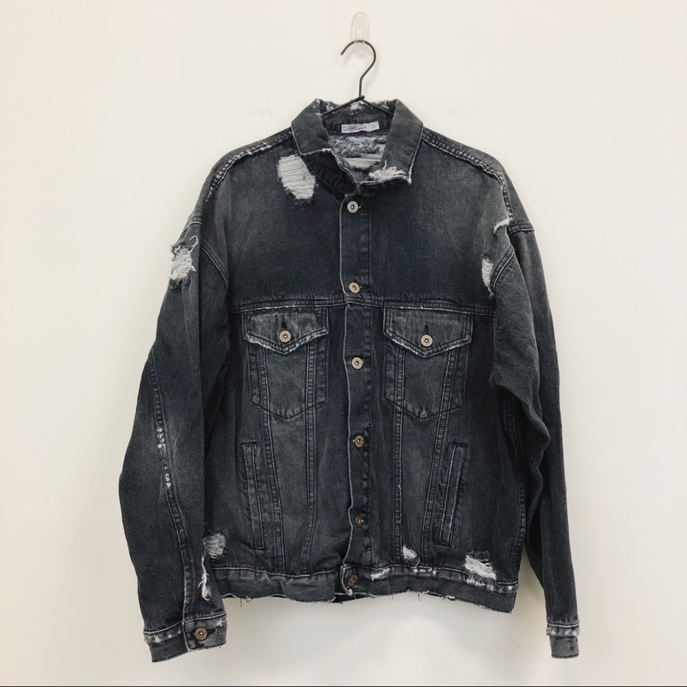 NWOT Carmar Oversize Heavy Distressed Jean Jacket